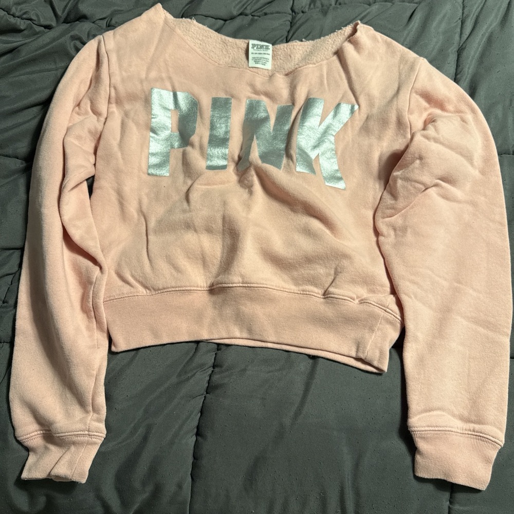 PINK Victoria's Secret Light Pink Cropped Sweater